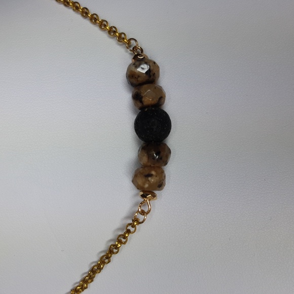 Lava Stone Goldtone Necklace - Picture 3 of 5